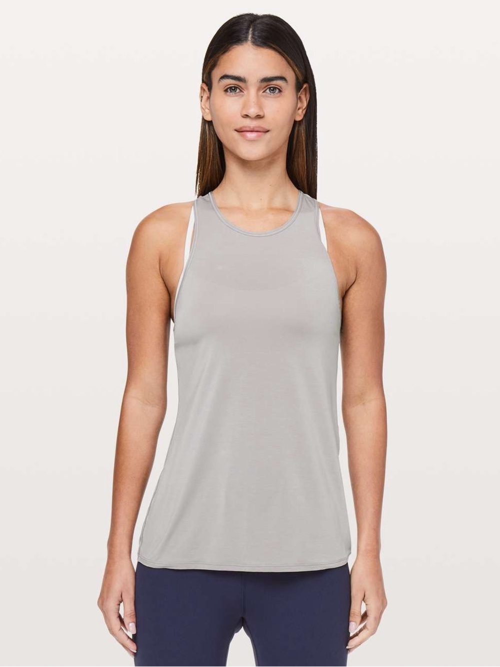 Lululemon Timeless Twist Tank Dark Chrome Size 6 Open Back Yoga Top #239